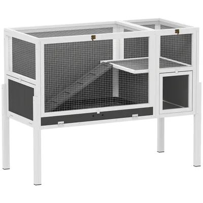 Zatte Cage rongeurs surélevée bois/métal, accessoires, gris