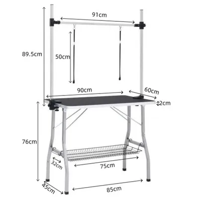 Zatte Table toilettage pliable réglable 90x60x76 cm, noir Zatte Table toilettage pliable réglable 90x60x76 cm, noir