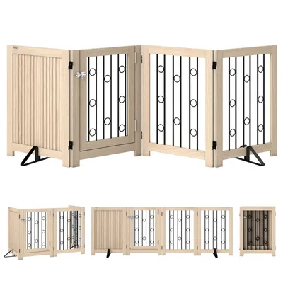 Zatte Barrière bébé animal 4 panneaux, MDF/acier, avec porte Zatte Barrière bébé animal 4 panneaux, MDF/acier, avec porte