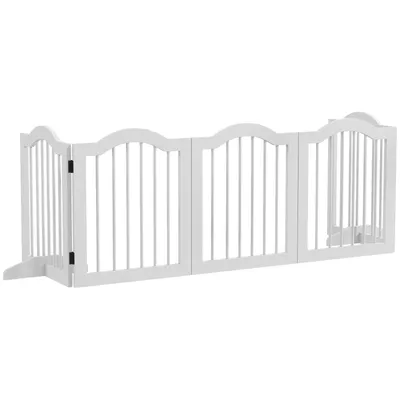 Zatte Barrière chien 5 panneaux pliable, bois/MDF, blanc