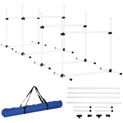 Zatte Kit haies agility 4 haies + slalom, plastique, blanc Zatte Kit haies agility 4 haies + slalom, plastique, blanc