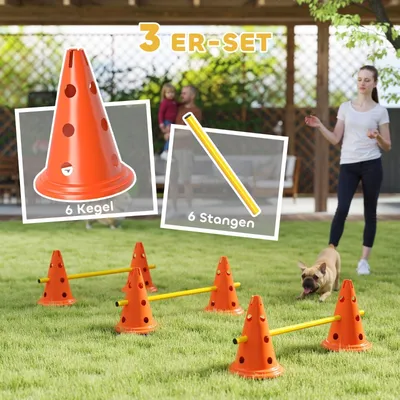 Zatte Kit agility chien 3 pcs, 3 haies, 6 plots, sac Zatte Kit agility chien 3 pcs, 3 haies, 6 plots, sac