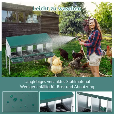 Zatte Pondoir poules 4 cases avec pieds, vert