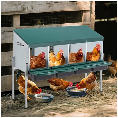 Zatte Pondoir poules 4 cases avec pieds, vert