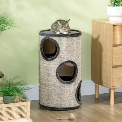 Zatte Tonneau griffoir 3 niv. corde sisal, 38x38x70 cm, gris Zatte Tonneau griffoir 3 niv. corde sisal, 38x38x70 cm, gris