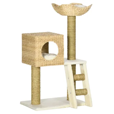 Zatte Kratzbaum 100 cm, Höhle, Treppe, Sisalsäulen, Natur Zatte Kratzbaum 100 cm, Höhle, Treppe, Sisalsäulen, Natur