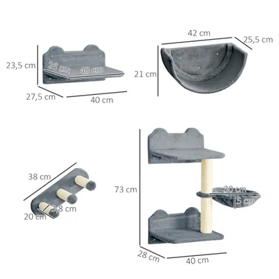 Zatte Mur chat 4 pcs, échelle, hamac, jusqu'à 5 kg Zatte Mur chat 4 pcs, échelle, hamac, jusqu'à 5 kg