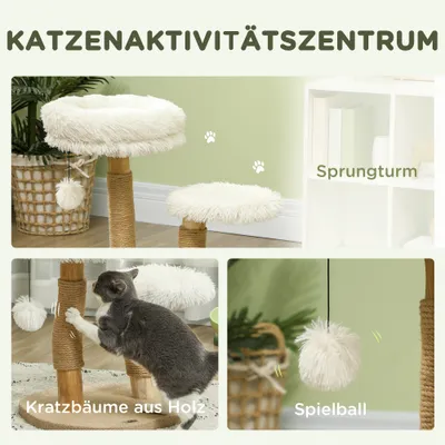 Zatte Arbre à chat 61 cm bouleau, balle, lit, 5 kg, blanc Zatte Arbre à chat 61 cm bouleau, balle, lit, 5 kg, blanc