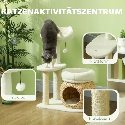 Zatte Arbre à chat 79 cm, cabane, lit, sisal, 5 kg, crème Zatte Arbre à chat 79 cm, cabane, lit, sisal, 5 kg, crème
