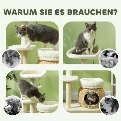 Zatte Arbre à chat 79 cm, cabane, lit, sisal, 5 kg, crème Zatte Arbre à chat 79 cm, cabane, lit, sisal, 5 kg, crème