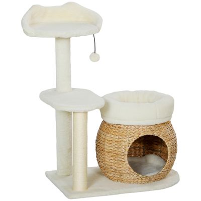 Zatte Arbre à chat 79 cm, cabane, lit, sisal, 5 kg, crème