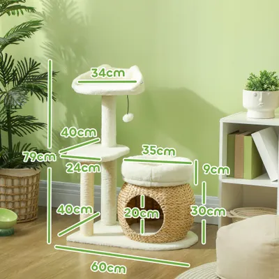 Zatte Arbre à chat 79 cm, cabane, lit, sisal, 5 kg, crème Zatte Arbre à chat 79 cm, cabane, lit, sisal, 5 kg, crème