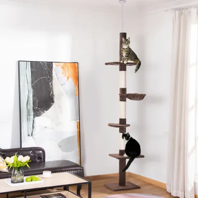 Zatte Arbre à chat plafond réglable 230-260 cm, sisal, brun Zatte Arbre à chat plafond réglable 230-260 cm, sisal, brun