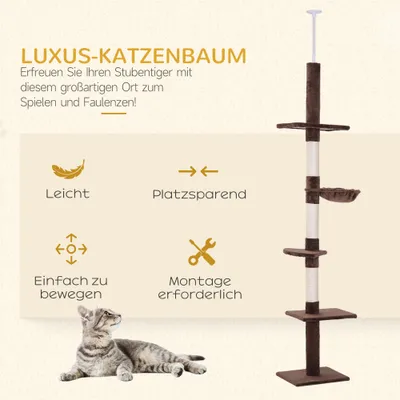Zatte Arbre à chat plafond réglable 230-260 cm, sisal, brun Zatte Arbre à chat plafond réglable 230-260 cm, sisal, brun