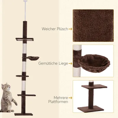 Zatte Arbre à chat plafond réglable 230-260 cm, sisal, brun Zatte Arbre à chat plafond réglable 230-260 cm, sisal, brun