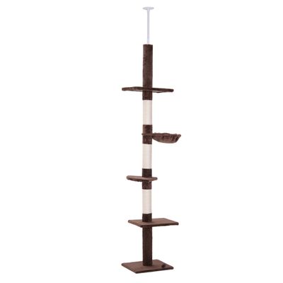 Zatte Arbre à chat plafond réglable 230-260 cm, sisal, brun