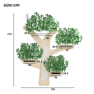 Zatte Arbre mur forme arbre pin, plateformes 155x210 cm Zatte Arbre mur forme arbre pin, plateformes 155x210 cm