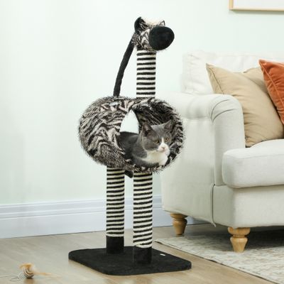 Zatte Arbre à chat zèbre 93 cm, tunnel Ø25 cm, noir/blanc