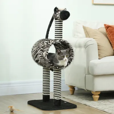 Zatte Kratzbaum Zebra 93 cm, Katzentunnel Ø25 cm, Schwarz/Weiß Zatte Kratzbaum Zebra 93 cm, Katzentunnel Ø25 cm, Schwarz/Weiß