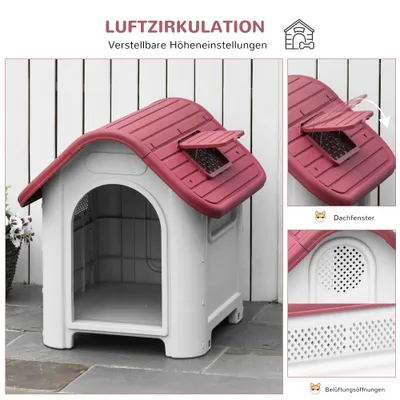 Zatte Hundehütte Outdoor, Dachluke, wetterfest, kleiner Hund, Rot Zatte Hundehütte Outdoor, Dachluke, wetterfest, kleiner Hund, Rot