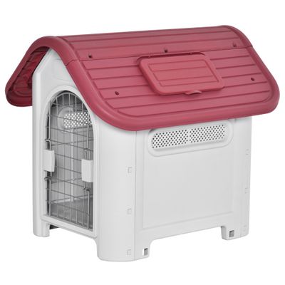 Zatte Hundehütte Outdoor, Dachluke, wetterfest, kleiner Hund, Rot