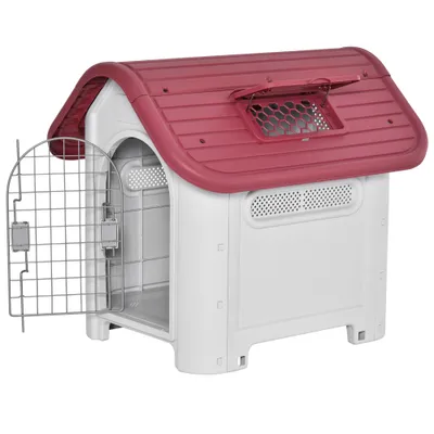 Zatte Hundehütte Outdoor, Dachluke, wetterfest, kleiner Hund, Rot Zatte Hundehütte Outdoor, Dachluke, wetterfest, kleiner Hund, Rot