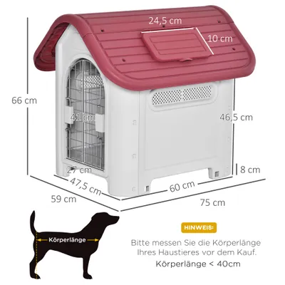 Zatte Hundehütte Outdoor, Dachluke, wetterfest, kleiner Hund, Rot Zatte Hundehütte Outdoor, Dachluke, wetterfest, kleiner Hund, Rot