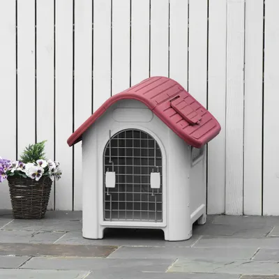 Zatte Hundehütte Outdoor, Dachluke, wetterfest, kleiner Hund, Rot Zatte Hundehütte Outdoor, Dachluke, wetterfest, kleiner Hund, Rot