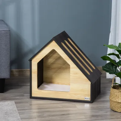 Zatte Hundehütte Holz mit Kissen, drinnen, bis 8 kg 60x40x59 cm Zatte Hundehütte Holz mit Kissen, drinnen, bis 8 kg 60x40x59 cm