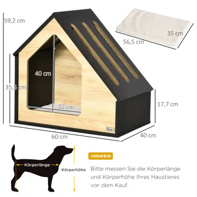 Zatte Hundehütte Holz mit Kissen, drinnen, bis 8 kg 60x40x59 cm Zatte Hundehütte Holz mit Kissen, drinnen, bis 8 kg 60x40x59 cm