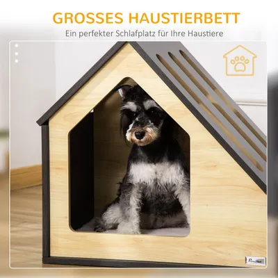 Zatte Hundehütte Holz mit Kissen, drinnen, bis 8 kg 60x40x59 cm Zatte Hundehütte Holz mit Kissen, drinnen, bis 8 kg 60x40x59 cm
