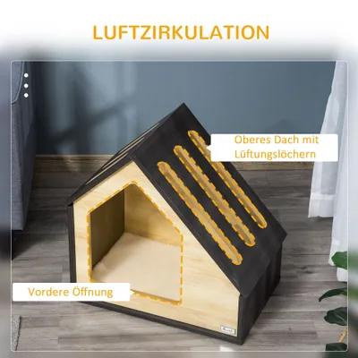 Zatte Hundehütte Holz mit Kissen, drinnen, bis 8 kg 60x40x59 cm Zatte Hundehütte Holz mit Kissen, drinnen, bis 8 kg 60x40x59 cm
