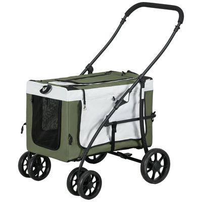 Zatte Chariot chien 2-en-1 pliant, 10 kg, moustiquaire, vert foncé