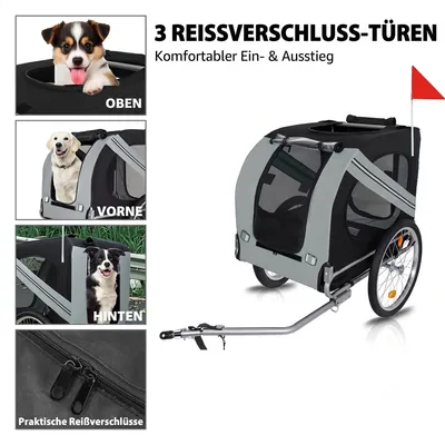Zatte Remorque vélo chien 40 kg, moustiquaire + cape pluie