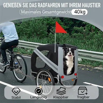 Zatte Remorque vélo chien 40 kg, moustiquaire + cape pluie