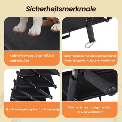 Zatte Rampe chien pliable 5 marches, antidérapante, 110 kg Zatte Rampe chien pliable 5 marches, antidérapante, 110 kg