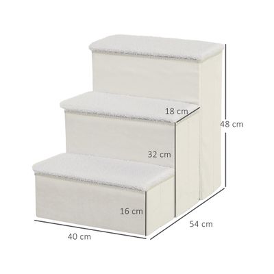 Zatte Haustiertreppe faltbar 3 Stufen, Stauraum, MDF, Weiß
