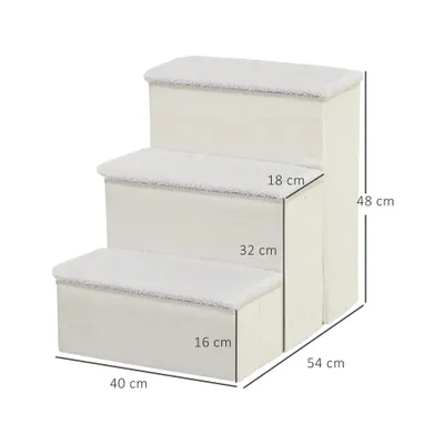 Zatte Haustiertreppe faltbar 3 Stufen, Stauraum, MDF, Weiß