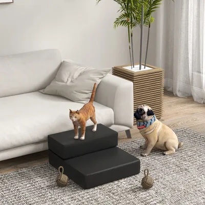 Zatte Haustiertreppe faltbar 2 Stufen, Schwarz, 45x39x20 cm