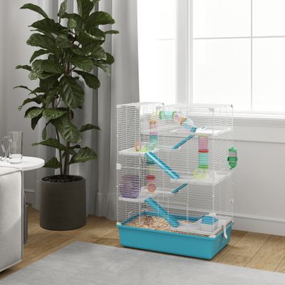 Zatte Cage hamster 6 niv., tubes, roue, 58x36x81 cm, bleu clair
