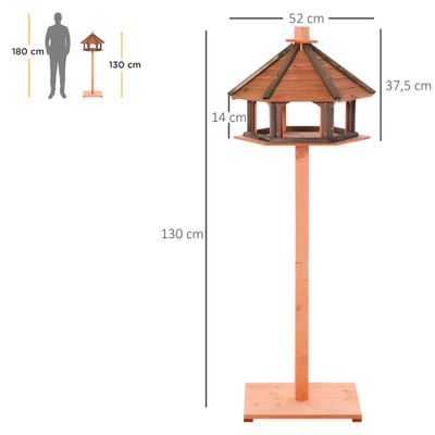 Zatte Villa oiseaux bois Ø52x130 cm, pied, naturel