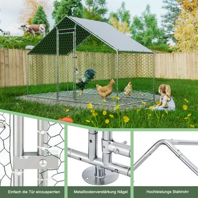 Zatte Freilaufgehege 3x1,5x2 m, Metall, PE-Plane, Schloss