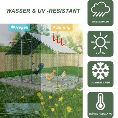 Zatte Freilaufgehege 3x1,5x2 m, Metall, PE-Plane, Schloss