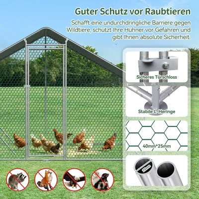 Zatte Freilaufgehege 3x2x2 m, Metall, PE-Plane, Vorhängeschloss Zatte Freilaufgehege 3x2x2 m, Metall, PE-Plane, Vorhängeschloss