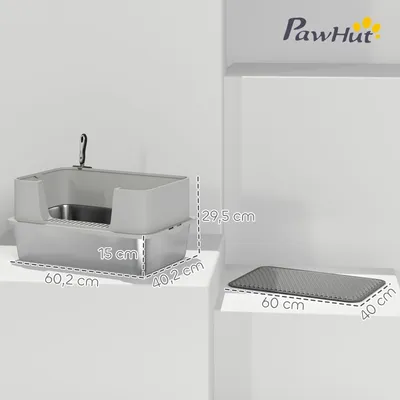 Zatte Bac litière acier ouvert, bord haut, jusqu'à 7 kg 60x40x30 cm Zatte Bac litière acier ouvert, bord haut, jusqu'à 7 kg 60x40x30 cm