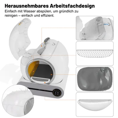 Zatte Katzenklo selbstreinigend 65L, APP, Infrarot, mehrere Katzen Zatte Katzenklo selbstreinigend 65L, APP, Infrarot, mehrere Katzen