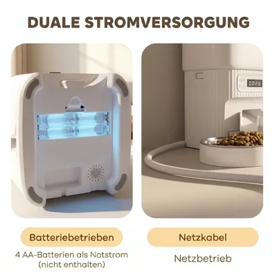 Zatte Futterautomat Katze Timer, Portionierung, 2 Edelstahlnäpfe Zatte Futterautomat Katze Timer, Portionierung, 2 Edelstahlnäpfe
