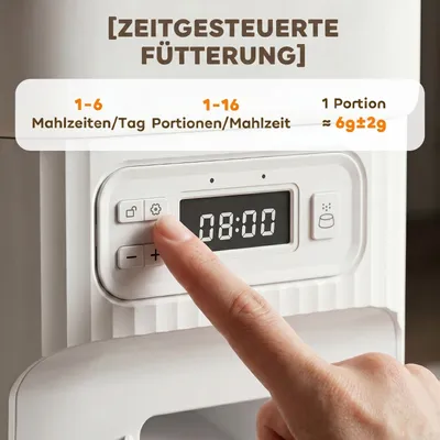 Zatte Futterautomat Katze Timer, Portionierung, 2 Edelstahlnäpfe Zatte Futterautomat Katze Timer, Portionierung, 2 Edelstahlnäpfe