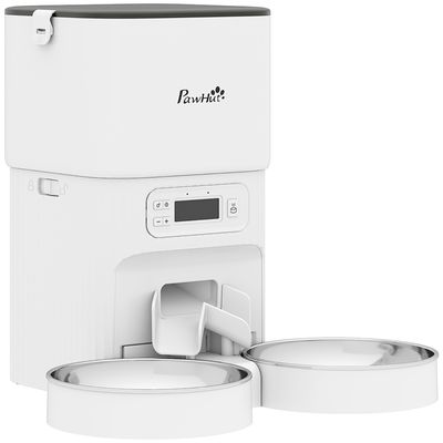 Zatte Distributeur croquettes minuterie, portionnement, 2 gamelles inox
