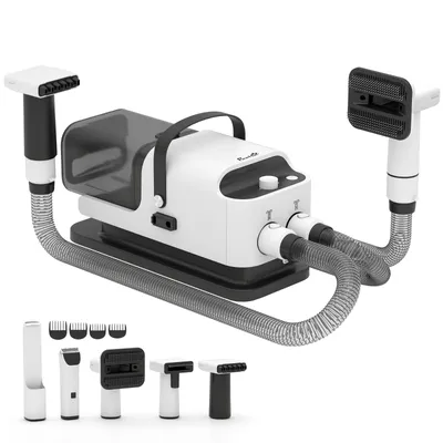 Zatte Tondeuse chien aspirante, 5 accessoires, silencieuse, blanc Zatte Tondeuse chien aspirante, 5 accessoires, silencieuse, blanc